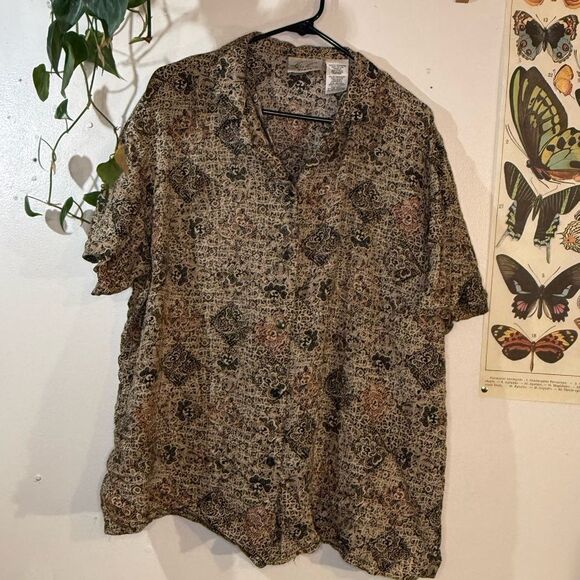 Vintage women patterned button down blouse - Picture 1 of 4
